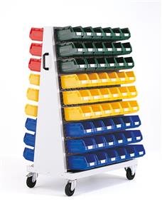 Bott workshop tool board trolley with 6 Louvre Panels and a 108 open fronted plastic containers. 1600mm high x 1000mm wide x 650mm deep. Panels... Bott PerfoTool Trollies | Mobile Shadow Boards | Mobile Tool Storage